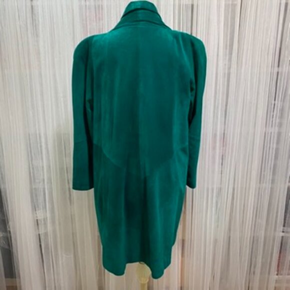 Vintage Tannery West Women's Medium Emerald Green Suede Coat - Picture 4 of 16